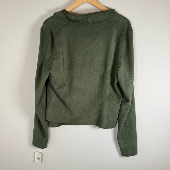 Blank NYC Faux Suede Drapey Zip Up Moto Jacket Coat Army Green Olive Size XL NWT - Picture 6 of 6